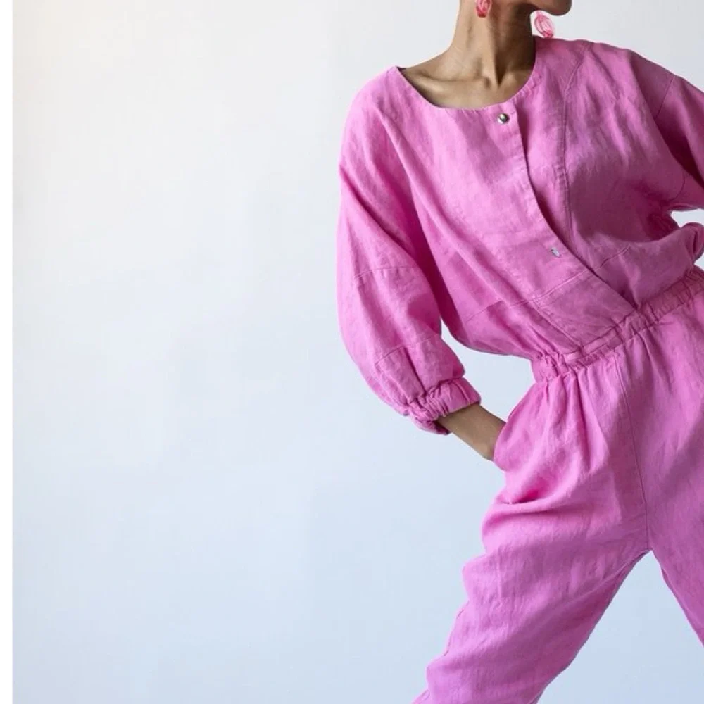 Rachel Comey Hot Pink Linen Holt Jumpsuit